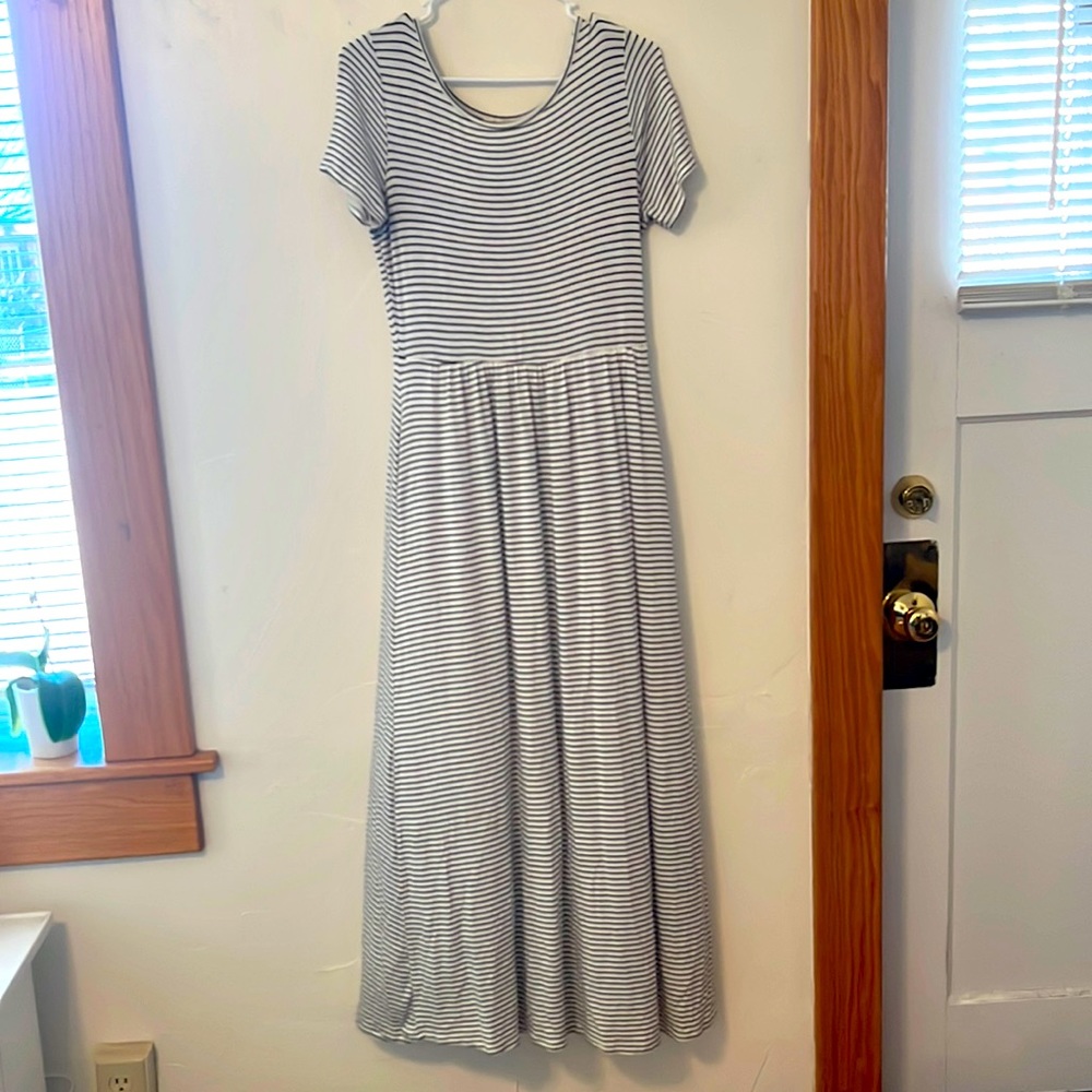 Bates Sisters Boutique Les Amis Striped Maxi Dress Size Large Made in the USA